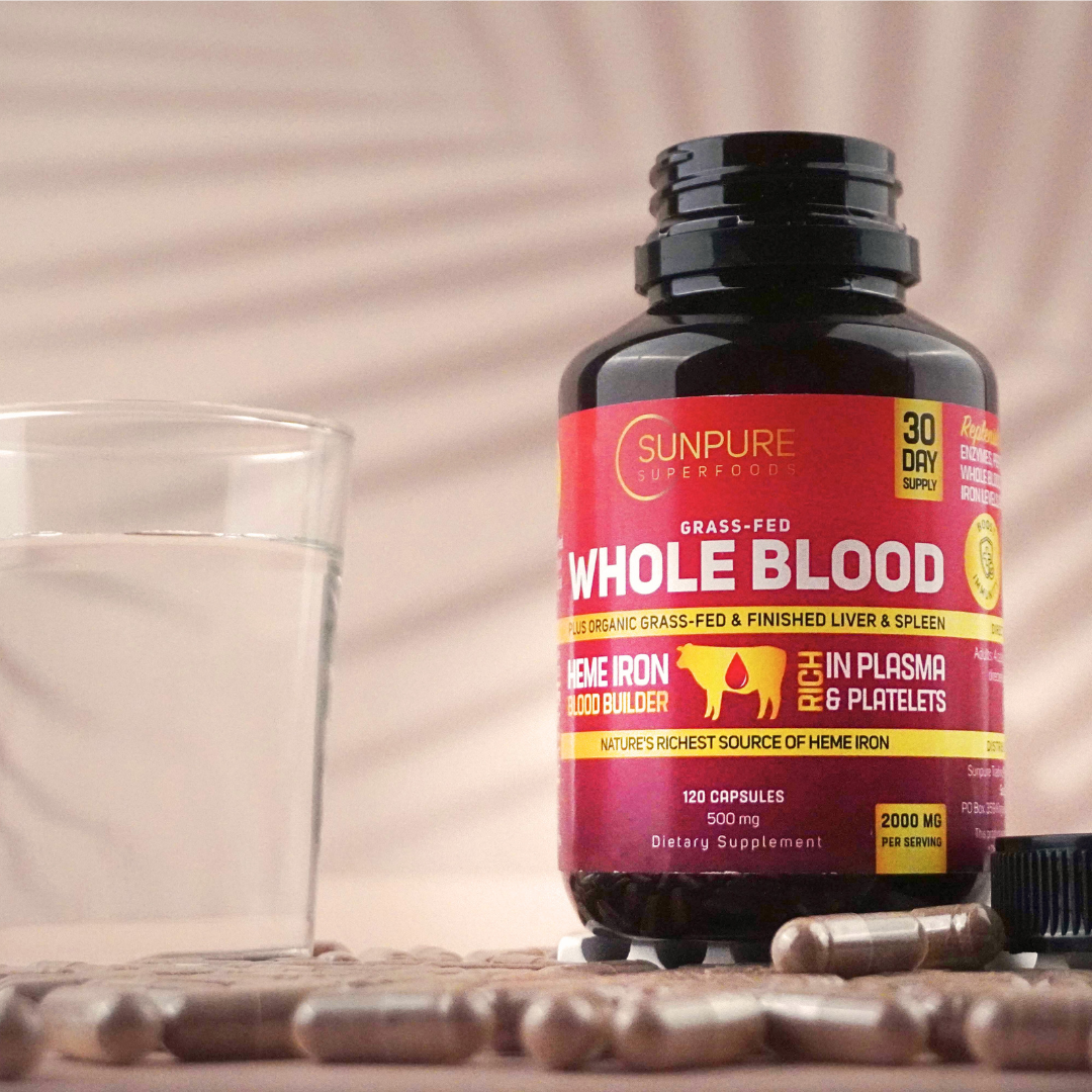 Beef Whole Blood, Spleen, Liver Capsules, Certified Organic Grass Fed