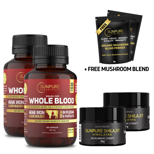 Sundried Himalayan Shilajit + Whole Blood - Iron Booster Kit