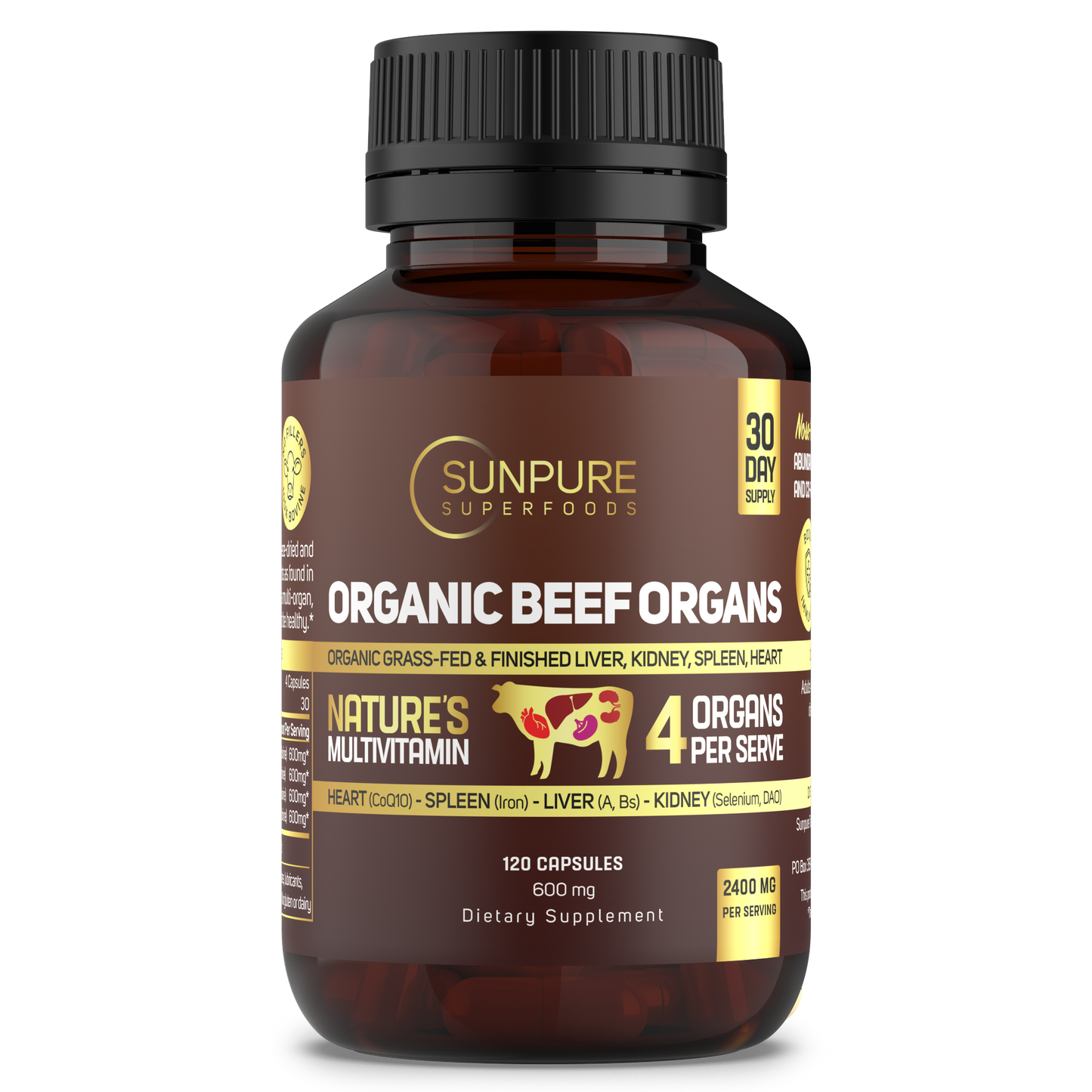 Beef Organ Capsules, Organic Grass Fed